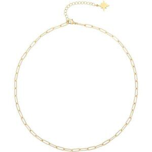 Aobei Pearl 18K Gold Paperclip Chain Choker Satellite Chain Biwa Pearl Pendant